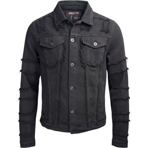 Arketype Distressed Black Denim Jacket Medium Cotton 98% 2% Lycra